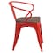 Flash Furniture Red Metal Chair with Wood Seat and Arms, PK4 4-CH-31270-RED-WD-GG - alternate 7
